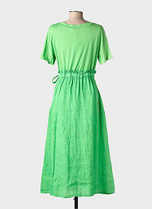 Robe longue manches courtes manches courtes vert GG LUXE femme