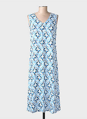 Robe longue imprimé fantaisie sans manche bleu TERRE ROUGE femme