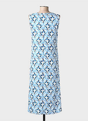 Robe longue imprimé fantaisie sans manche bleu TERRE ROUGE femme