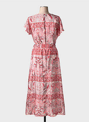 Robe longue imprimé fantaisie manches courtes rouge TERRE ROUGE femme