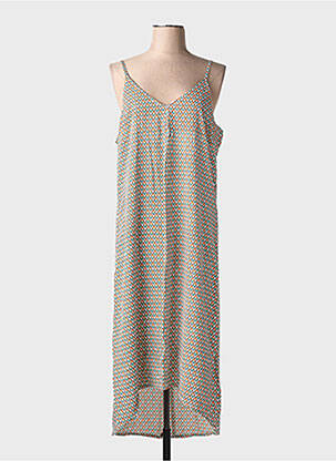 Robe longue imprimé fantaisie fines bretelles vert TERRE ROUGE femme