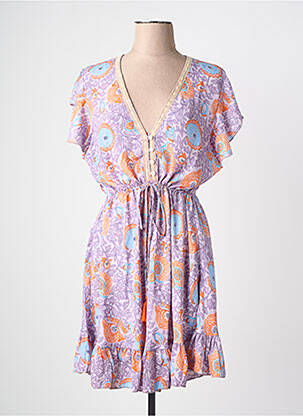 Robe courte manches courtes manches courtes violet ISLA BONITA femme