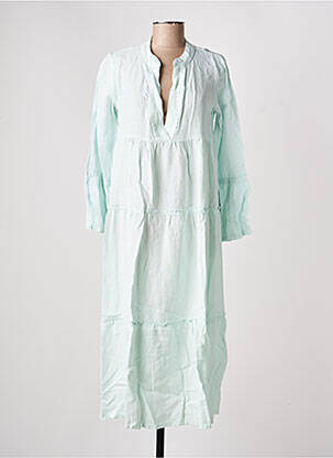 Robe longue tissage crêpe manches 3/4 vert COUTURIST femme