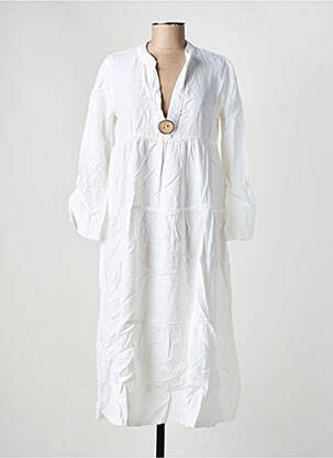 Robe mi-longue manches 3/4 manches 3/4 blanc COUTURIST femme