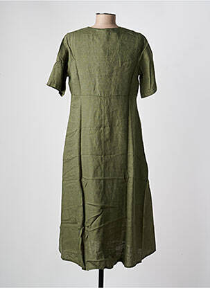 Robe mi-longue tissage crêpe manches courtes vert COUTURIST femme