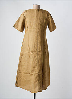 Robe mi-longue tissage crêpe manches courtes marron COUTURIST femme