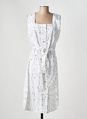 Robe mi-longue imprimé fantaisie sans manche blanc COUTURIST femme