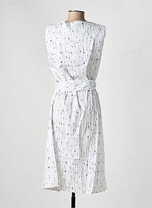 Robe mi-longue imprimé fantaisie sans manche blanc COUTURIST femme