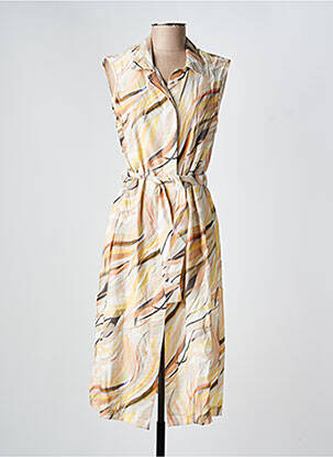 Robe mi-longue imprimé fantaisie sans manche beige COUTURIST femme