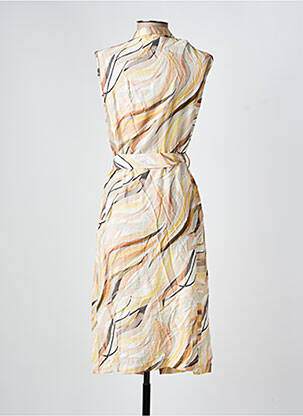 Robe mi-longue imprimé fantaisie sans manche beige COUTURIST femme