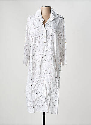 Robe mi-longue manches 3/4 manches 3/4 blanc COUTURIST femme