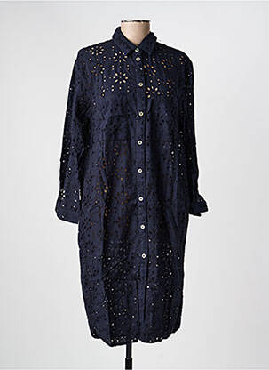 Robe mi-longue manches longues manches longues bleu COUTURIST femme