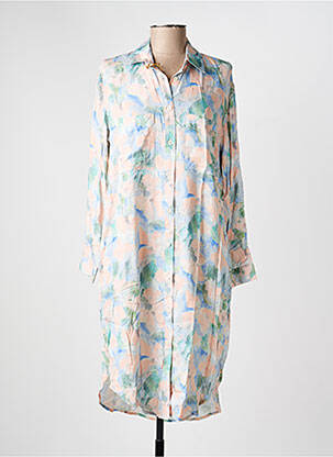Robe mi-longue imprimé fantaisie manches longues bleu COUTURIST femme