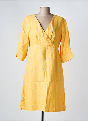 Robe mi-longue manches courtes manches courtes jaune COUTURIST femme