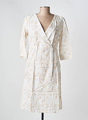 Robe mi-longue manches 3/4 manches 3/4 beige COUTURIST femme