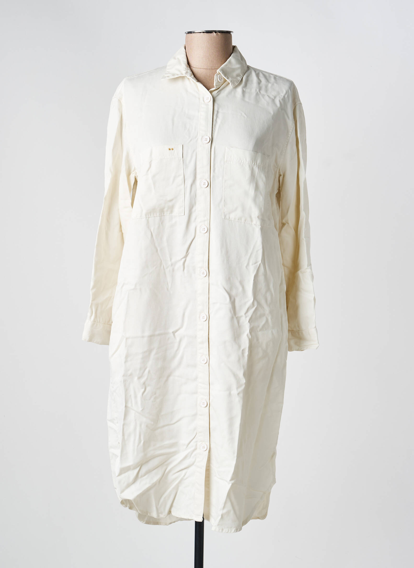 Robe mi-longue manches longues manches longues blanc COUTURIST femme