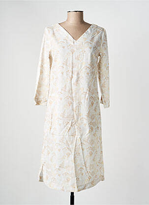 Robe mi-longue imprimé fleurs manches 3/4 beige COUTURIST femme