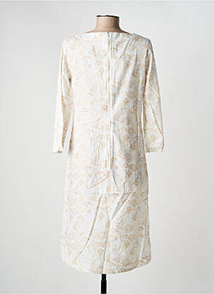 Robe mi-longue imprimé fleurs manches 3/4 beige COUTURIST femme