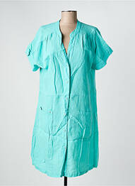 Robe mi-longue tissage crêpe manches courtes bleu COUTURIST femme