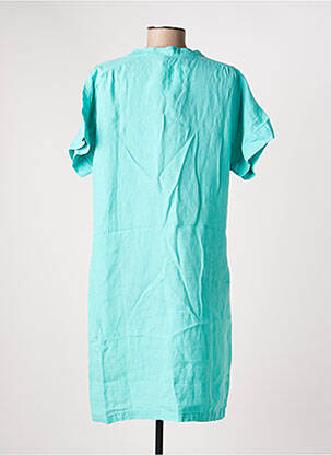 Robe mi-longue tissage crêpe manches courtes bleu COUTURIST femme
