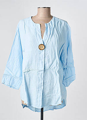 Tunique manches longues tissage crêpe bleu COUTURIST femme