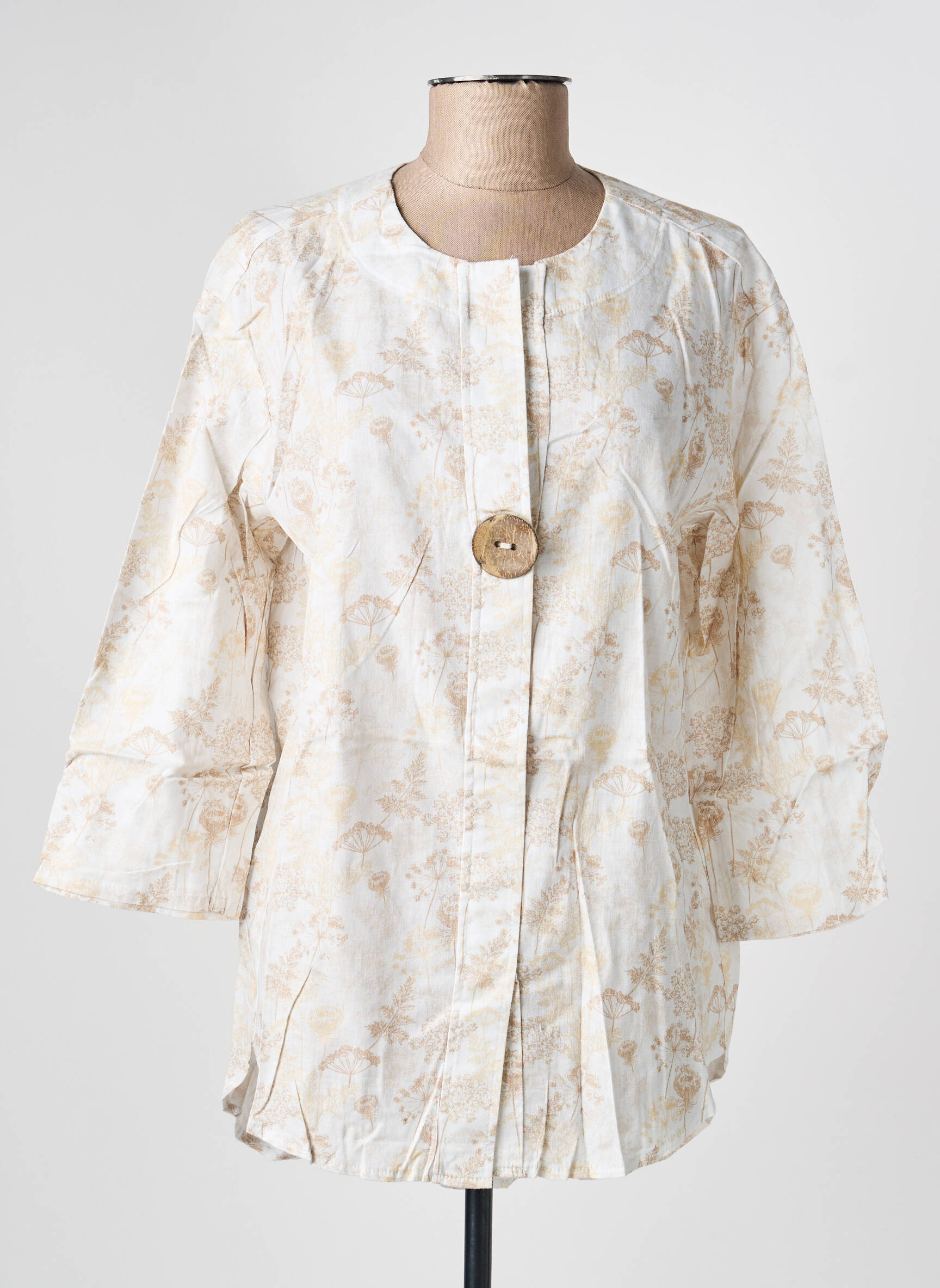 Tunique manches longues tissage crêpe beige COUTURIST femme