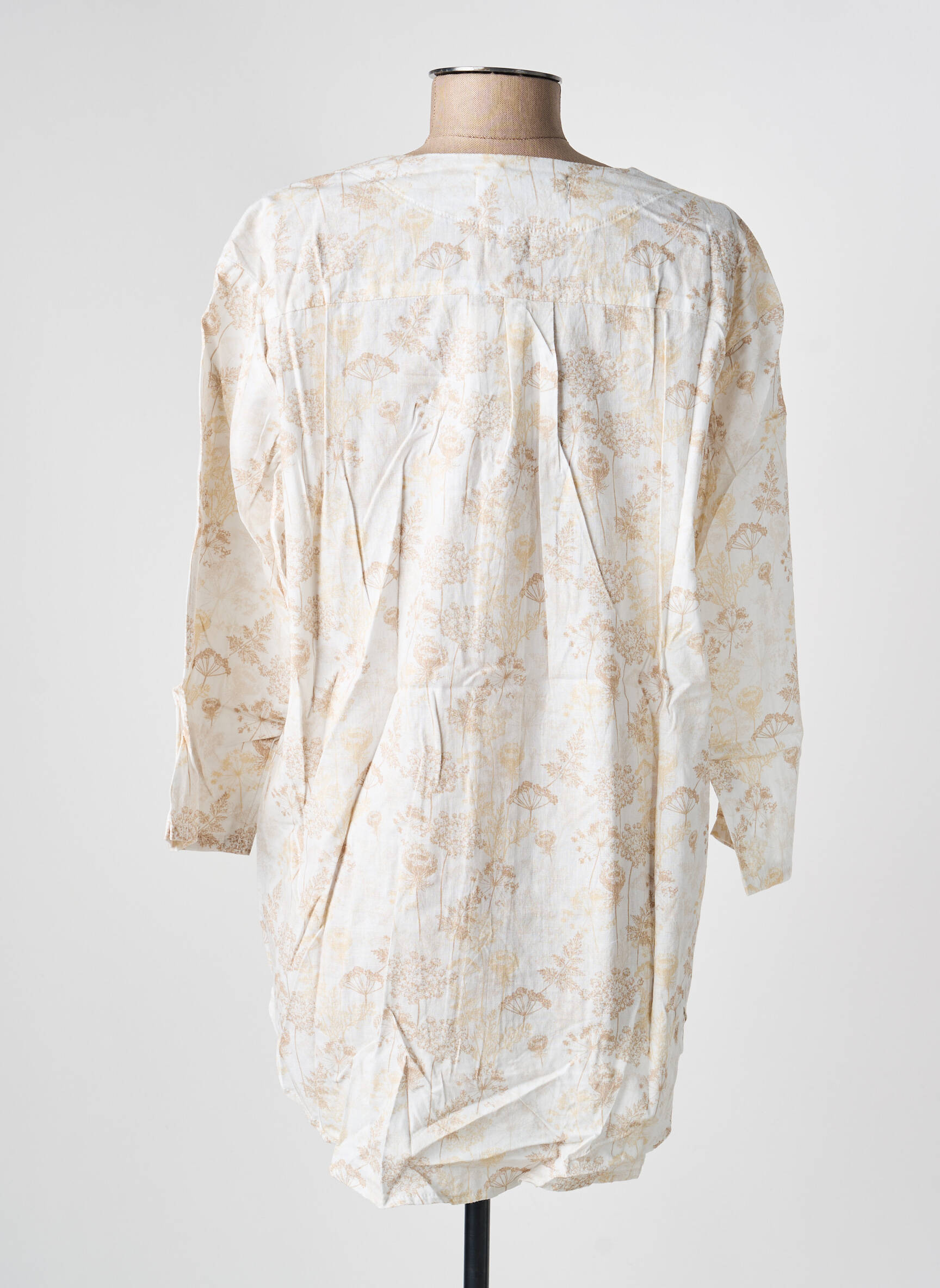 Tunique manches longues tissage crêpe beige COUTURIST femme