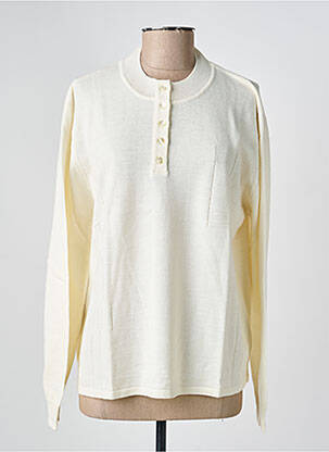 Pull coupe droite manches longues blanc PAUPORTÉ femme