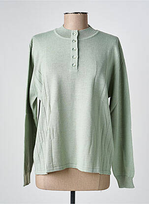 Pull coupe droite manches longues vert PAUPORTÉ femme
