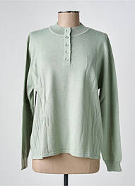 Pull coupe droite manches longues vert PAUPORTÉ femme