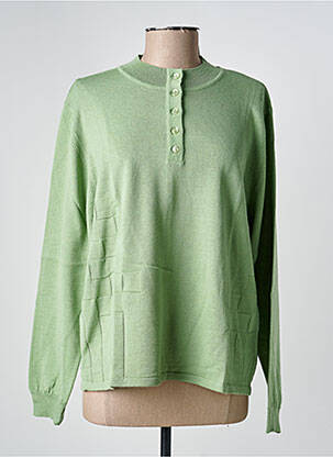 Pull coupe droite manches longues vert PAUPORTÉ femme