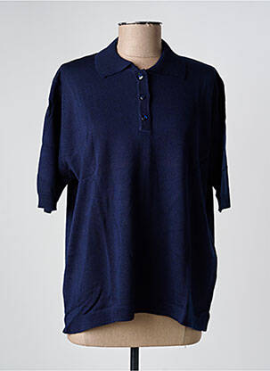 Polo coupe droite manches courtes bleu EDWIGE femme