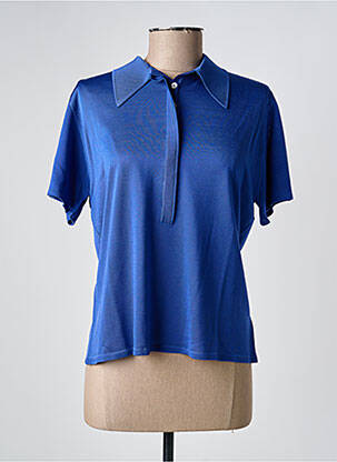 Polo coupe cintrée manches courtes bleu MONTAGUT femme