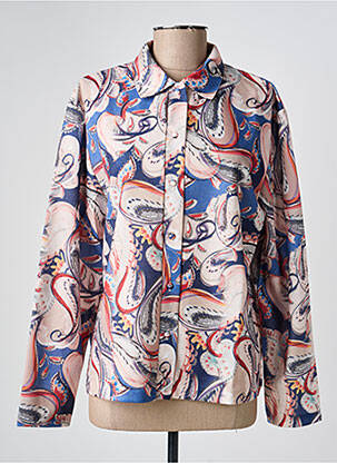 Chemisier imprimé fantaisie manches longues bleu GRIFFON femme