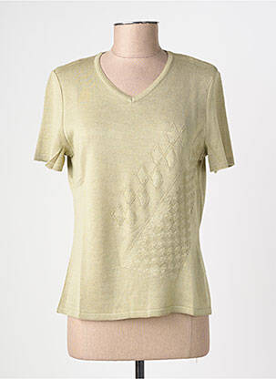 Pull coupe cintrée manches courtes vert PAUPORTÉ femme
