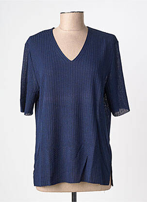 Pull coupe cintrée manches courtes bleu JANINE PAUPORTÉ femme