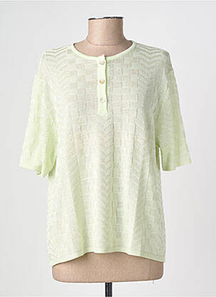 Pull coupe cintrée manches courtes vert EDWIGE femme