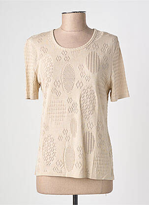 Pull coupe cintrée manches courtes beige RODAM femme