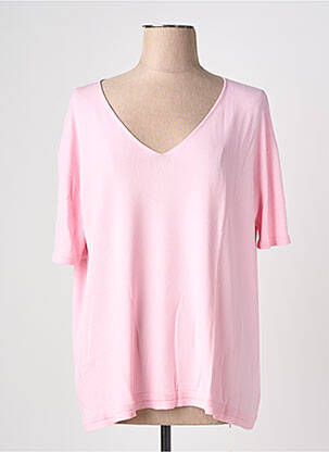 Pull coupe droite manches courtes rose ESCORPION femme