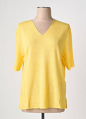 Pull coupe cintrée manches courtes jaune JANINE PAUPORTÉ femme