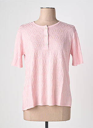 Pull coupe cintrée manches courtes rose EDWIGE femme
