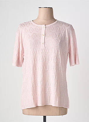 Pull coupe cintrée manches courtes rose clair EDWIGE femme