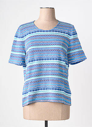 Pull coupe cintrée manches courtes bleu PAUPORTÉ femme