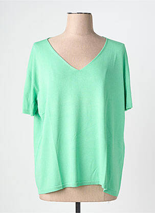 Pull coupe droite manches courtes vert ESCORPION femme