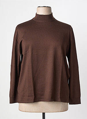 Pull coupe cintrée manches longues marron LEWINGER femme