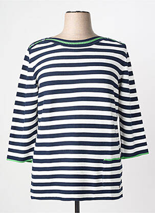 Pull col bateau manches 3/4 bleu RABE femme