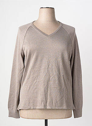 Pull col v manches longues marron PAUPORTÉ femme