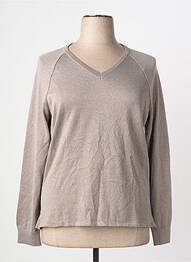 Pull col v manches longues marron PAUPORTÉ femme