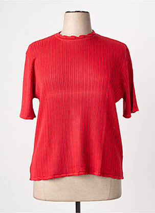 Pull coupe cintrée manches courtes rouge EDWIGE femme