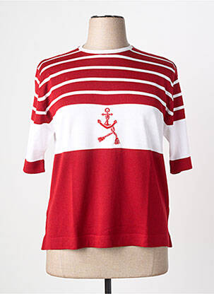 Pull coupe cintrée manches 3/4 rouge EDWIGE femme